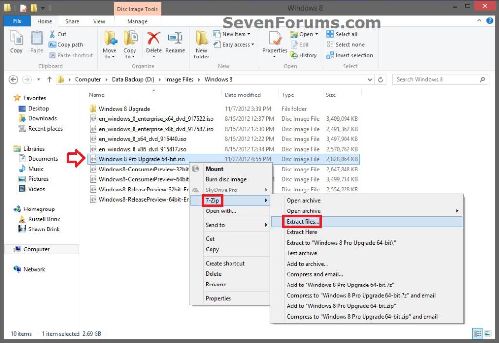 Unpacking a disk image using 7-zip