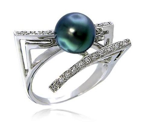 ring with black pearls