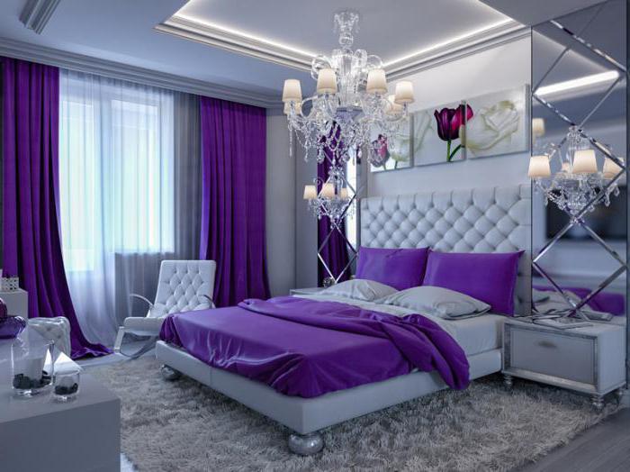 фиолетовые шторы в спальню