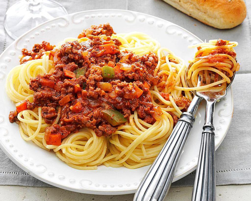 рецепт с фото спагетти с фаршем