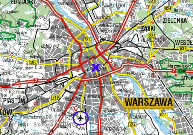 Карта Варшавы аэропорт