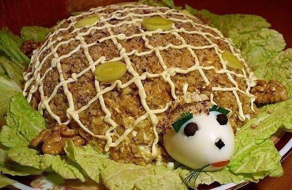салат черепаха с курицей и яблоком калорийность