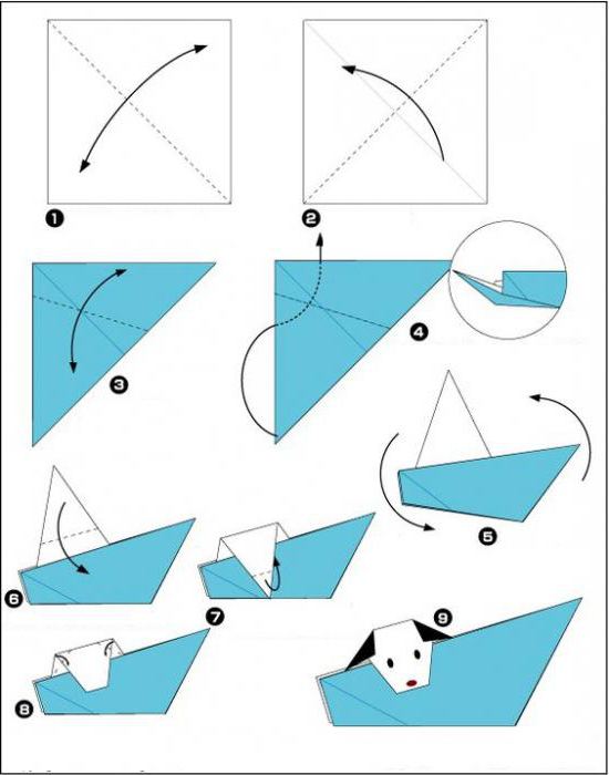 Кораблик оригами из бумаги для детей схема простая пошагово для начинающих