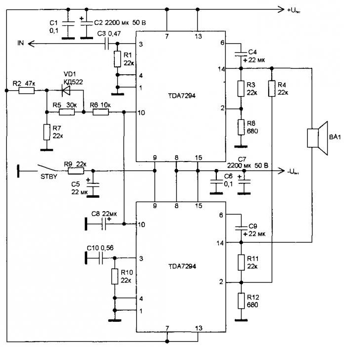 tda7294 chip amplifier circuit