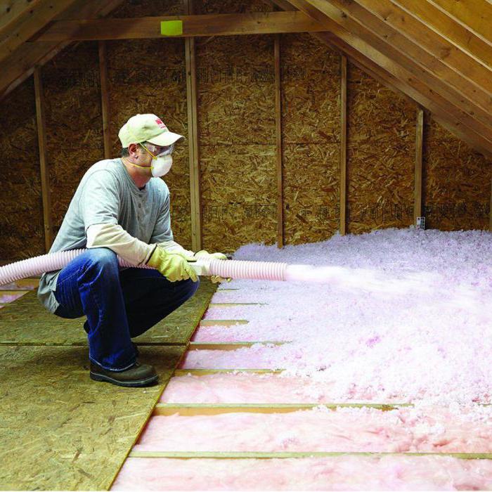 insulation of the ceiling of a cold attic with basalt wool