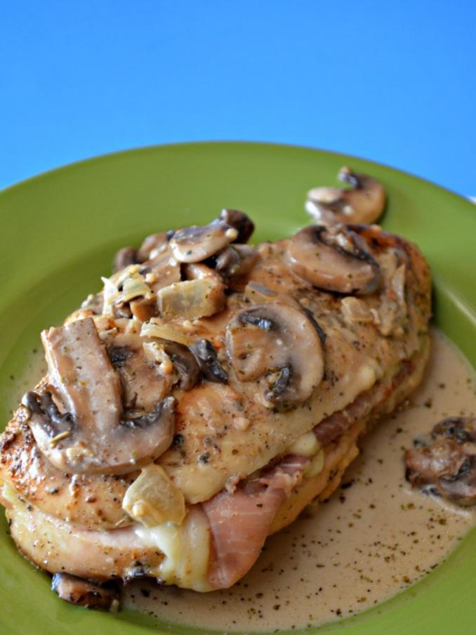 chicken fillet with mushrooms and cheese