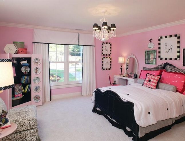 спальня розового цвета