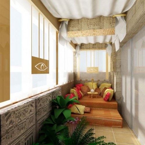 дизайн балкона-гостиной комнаты
