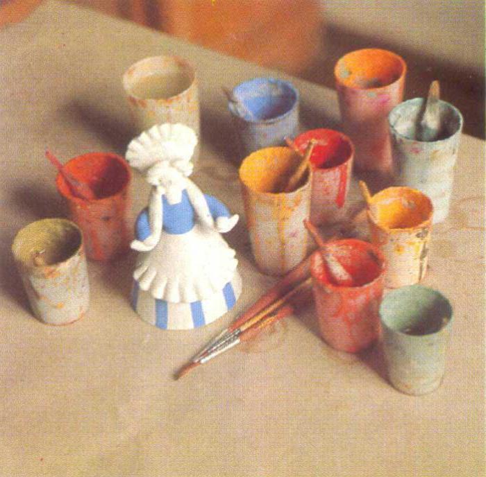 Dymkovo young lady from plasticine step by step