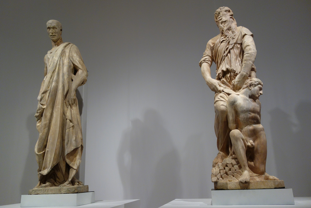 Две статуи Донателло «Пророк» (1435-36), «Авраам и Исаак» (1421 г.), мрамор