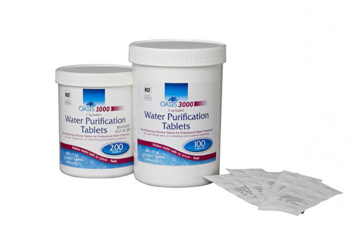 tablets for disinfecting water in a tank