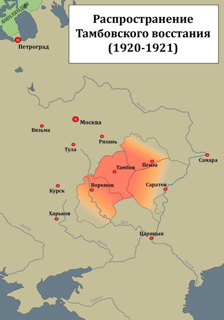 Карта Тамбовского восстания