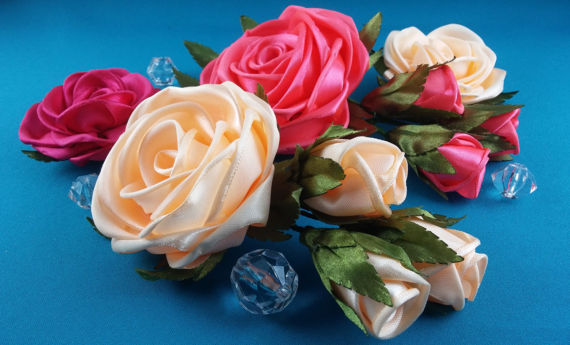 satin ribbon kanzashi roses