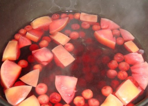 compote in a slow cooker from frozen redmond berries