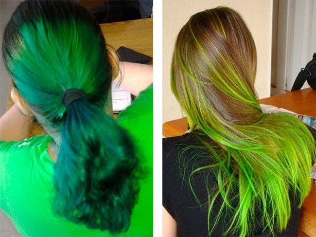 смывка краски с волос до и после