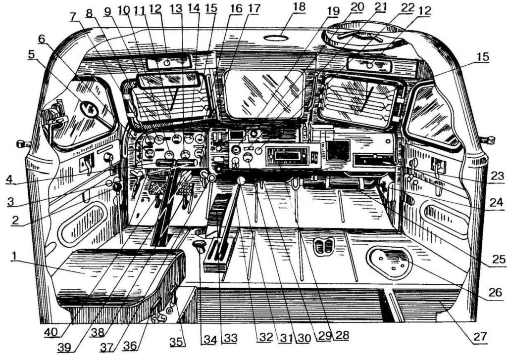 Cabin of a heavy artillery tractor