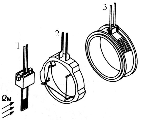 Diagram of a compressed air flow meter with heating thread