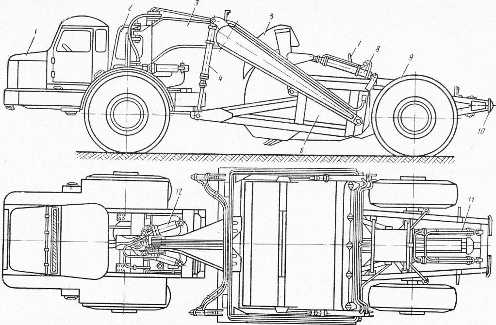 Скрепер самоходный схема