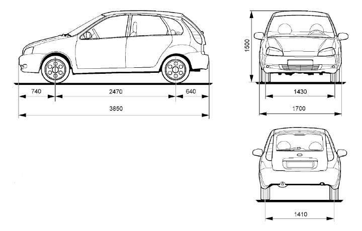 Dimensions hatchback "Lada Kalina"