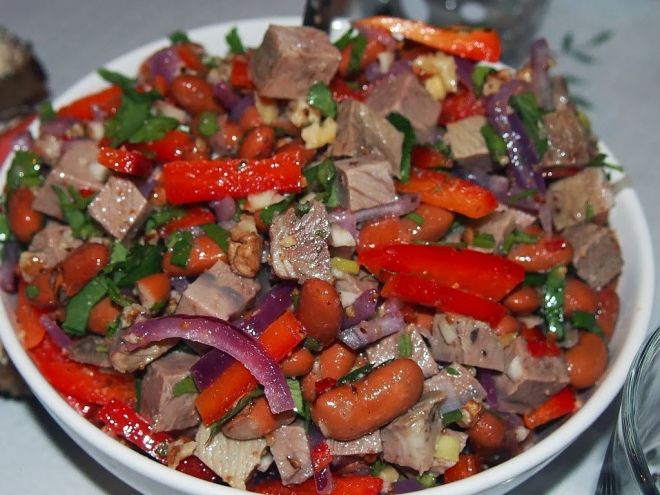 recipe with a photo of delicious meat salad Tbilisi