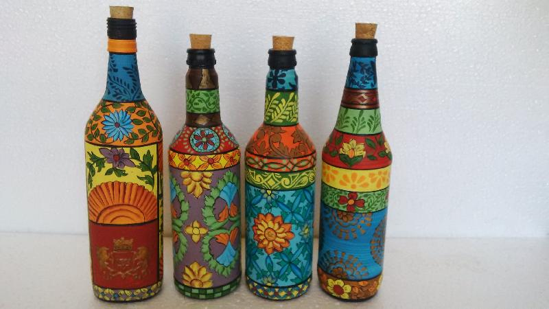 роспись бутылок акриловыми красками