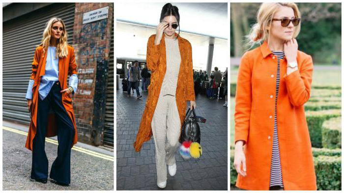 С чем сочетать оранжевое пальто
