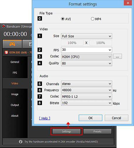 настройки bandicam для записи игр