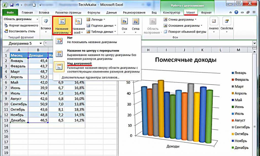 Как перевернуть диаграмму в excel