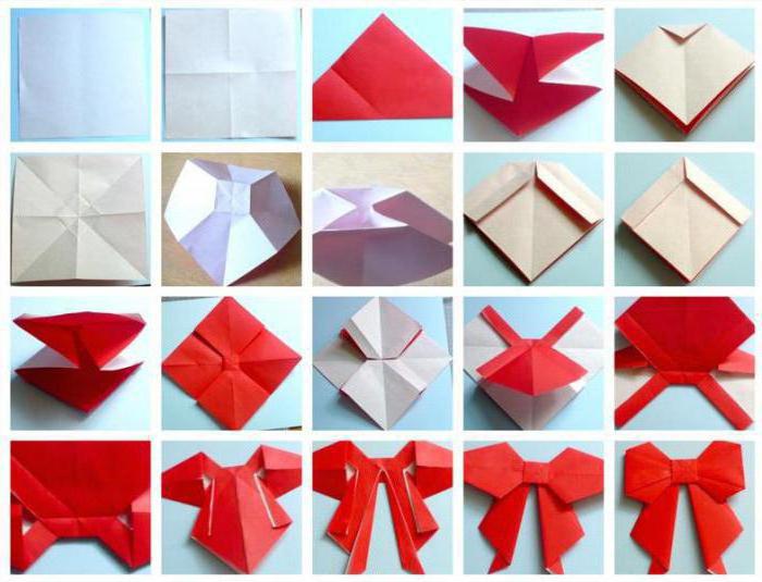 оригами бантик из бумаги схема