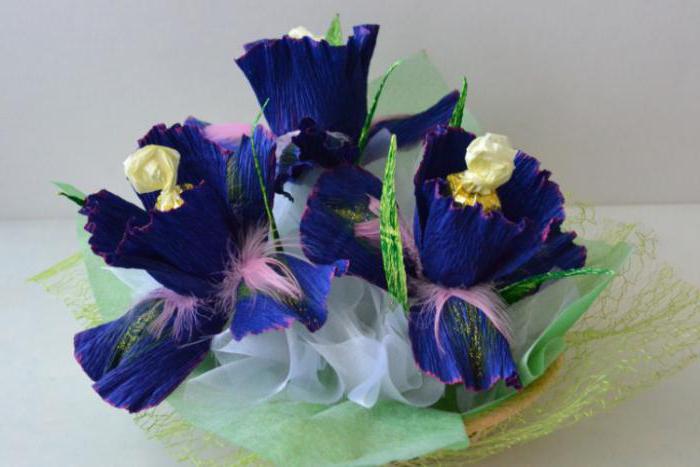 candy and corrugated paper irises