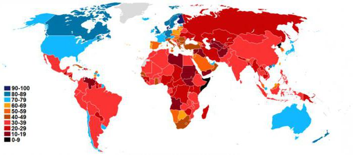 рейтинге индекса восприятия коррупции