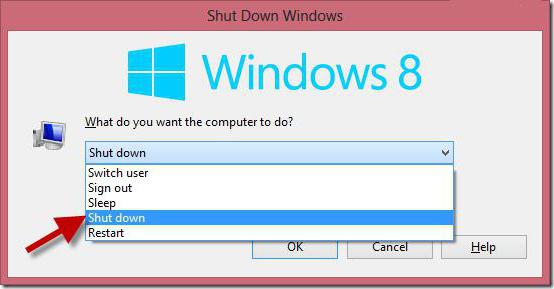 как выключать ноутбук в windows 8 1