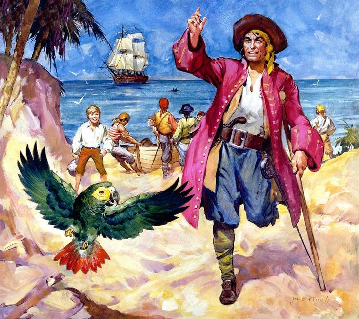 одноногий пират из острова