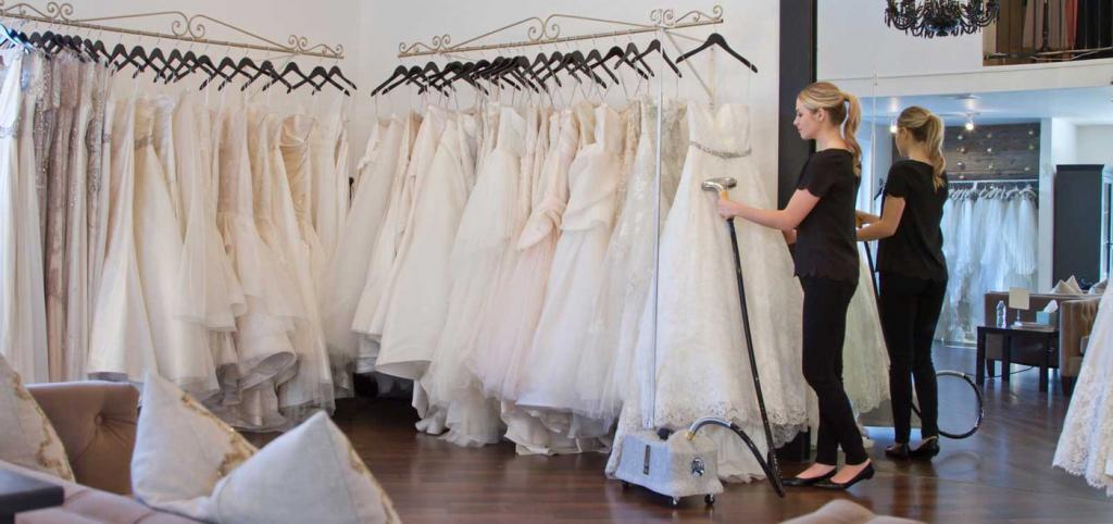 cleaning and steaming wedding dresses