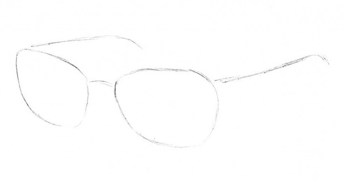 как нарисовать очки карандашом