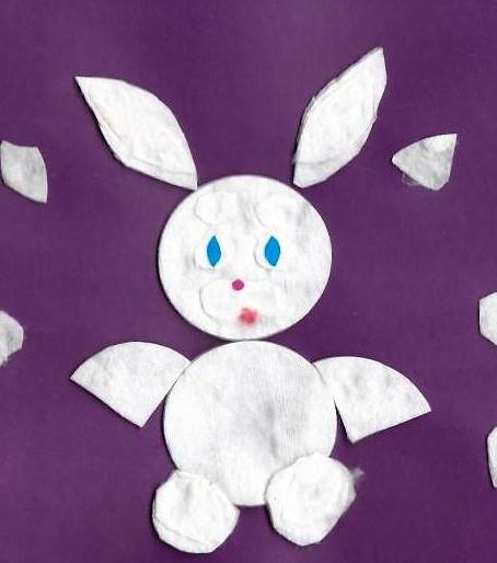 applique bunny made of cotton pads