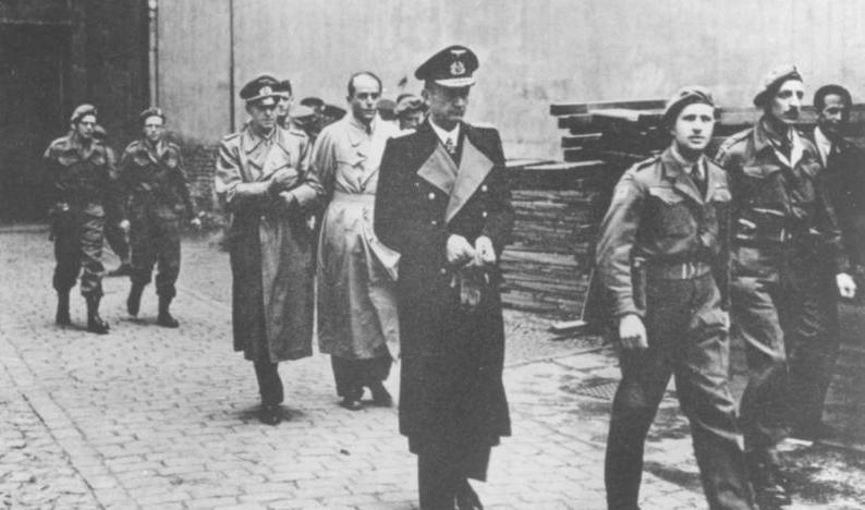 Dönitz, Jodl, and Speer being arrested by British troops
