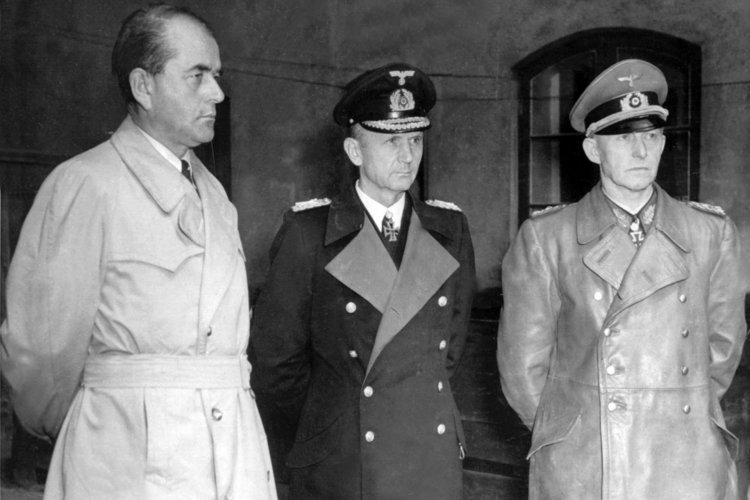 Speer, Dönitz, and Jodl immediately after being arrested by British troops