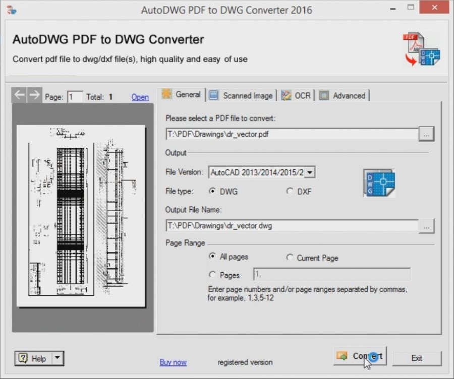 Программа PDF to DWG Converter