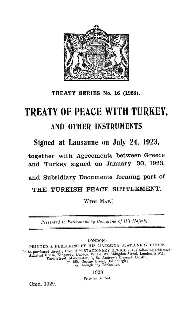 Мирный договор с Турцией