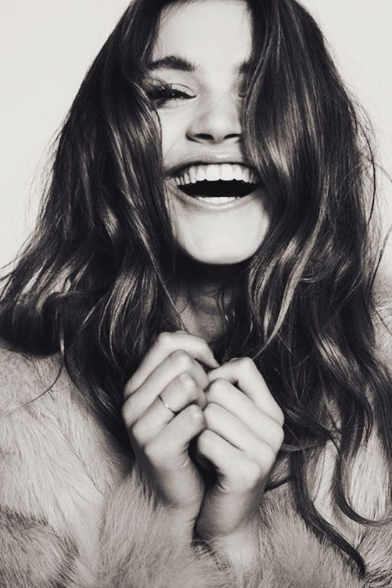 laughter, smile, black and white photo