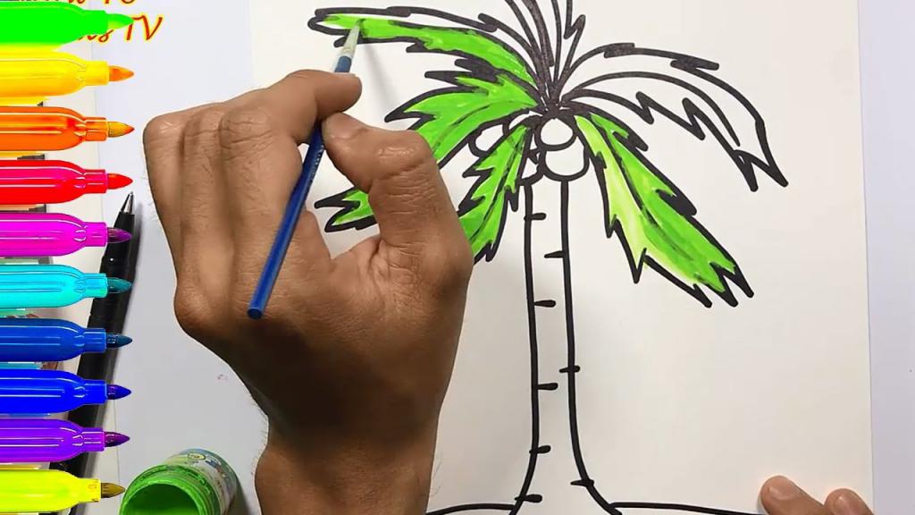 Рисуем пальму фломастерами