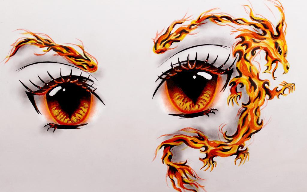 Анимешные глаза с огнем