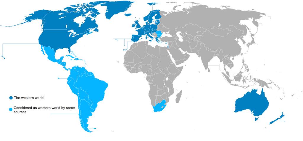 карта стран мира с обозначением стран запада