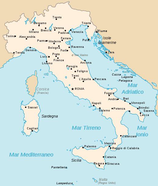 карта италии в 1924 году