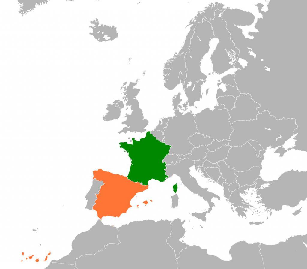 франция и испания на карте
