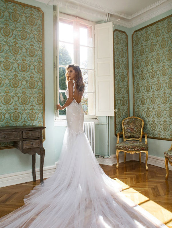 Chic wedding dress with a train