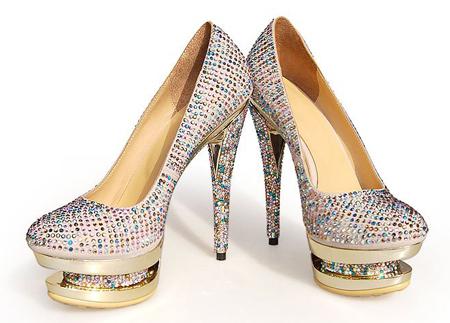 Shoes with rhinestones