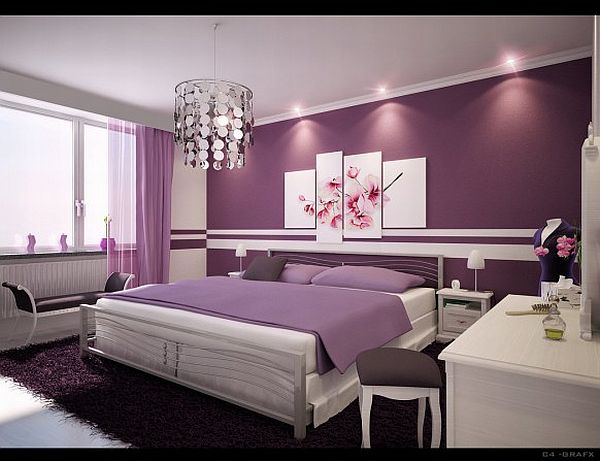 Фиолетовые стены в интерьере – особенности оформления и сочетания