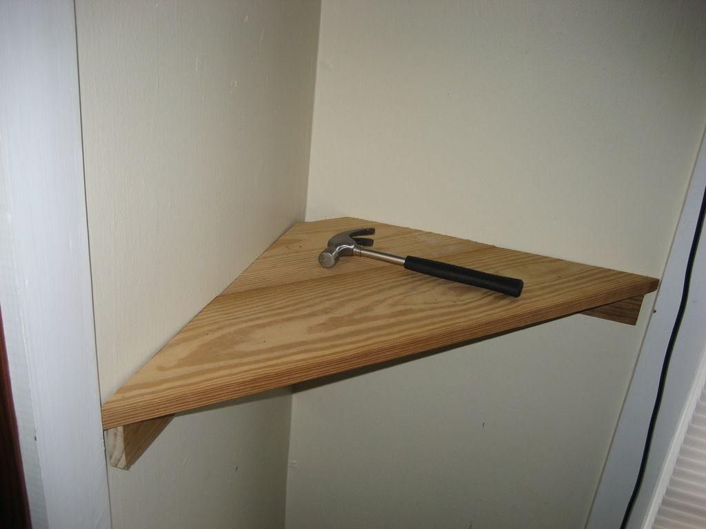Plywood corner shelf